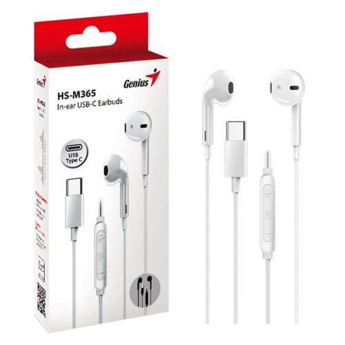 Genius HS-M365 USB-C vezetékes fehér mikrofonos fülhallgató